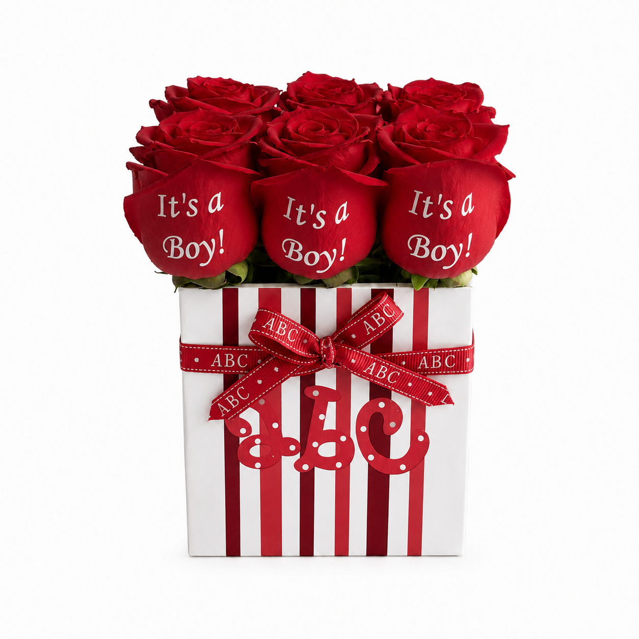 its_a_boy_red Little Prince Baby Boy Rose Box - With Custom Text Available - Image 1