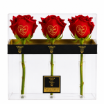 Trio of Love – Personalised Red Roses - With Custom Printing